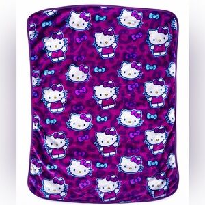 Hello Kitty Plush Fleece Throw Blanket Purple Sanrio 45x36